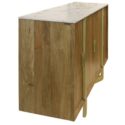 Astoria Barcelona Floating 4-Door Sideboard - Light Tobacco with Marble Top by Millwood Pines