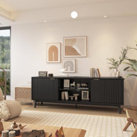 63" TV Stand with Power Outlet, Entertainment Center with Adjustable Shelf & Storage for Living Room by Ebern Designs