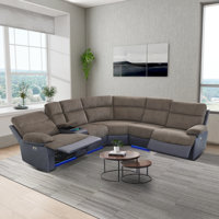 Power Reclining Sofa Set, Fabric Sectional Couch With Led Light,wireless Charging Panel, Usb Ports,cup Holder,modern Power Recliner Sofa With Storage by Ivy Bronx