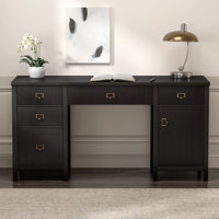 Modern 59 Inch Executive Desk, Premium Office Desk With Built-In File Cabinets And Storage Solutions by Latitude Run