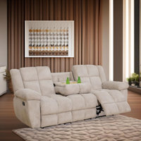 Veloria Manual Stripe Fabric Living Room Intelligent Recliner Sofa by Latitude Run