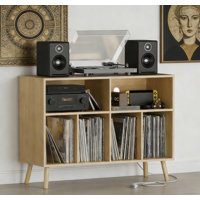 Wood Record Player Stand With Vinyl Storage Cabinet For Up To 350 Albums by George Oliver