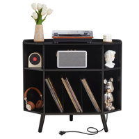 Corner bookshelf with charging station and USB port by Latitude Run