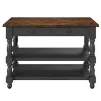 Wood Kitchen Island 2 Drawers 2 Shelf | by Gracie Oaks