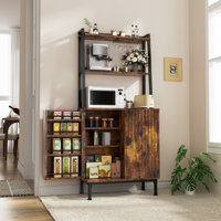 58” Pantry Cabinets With Microwave Shelves, Freestanding Kitchen Storage Cabinet With Adjustable Shelves, Buffet Cupboards For Kitchen, Dining Room, L by Ebern Designs