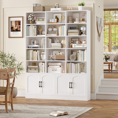 82.3"h X 59.1"w Wood 15-cube Bookcase With 2 Large Cabinets, Modern Storage Organizer For Living Room?office Or Kitchen by Winston Porter