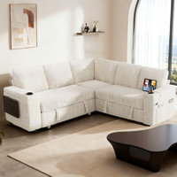 85" Sectional Sofa Couch With Pull Out Bed, 5 Seat L Shaped Pull Out Couch Bed With Usb Ports, Modular Sleeper Sofa Bed, Large Sectional Couches For L by Ebern Designs