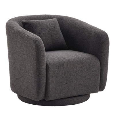 Boucle Polyester Upholstered Swivel Armchair by Latitude Run