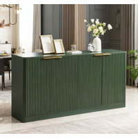 59-inch Modern Wavy Sideboard, Curved Contour Design Storage Cabinet, 4-door Cabinet With Storage Function, Suitable For Kitchen/bedroom/living Room, by Ebern Designs
