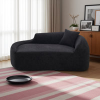 Compression Curved Chaise Longue Chair Indoor, Modern Chenille Loveseat Couch With Deep Seat Sofa Bed With 1 Pillow by Latitude Run