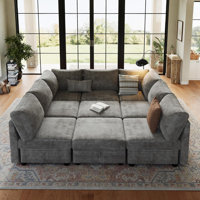 9-Seater Cloud Sectional Sofa, L-Shape Modular Couch with Ottoman, Soft Chenille & Large Storage by 17 Stories