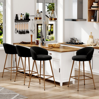 Upholstered Counter Stool With Metal Frame by George Oliver