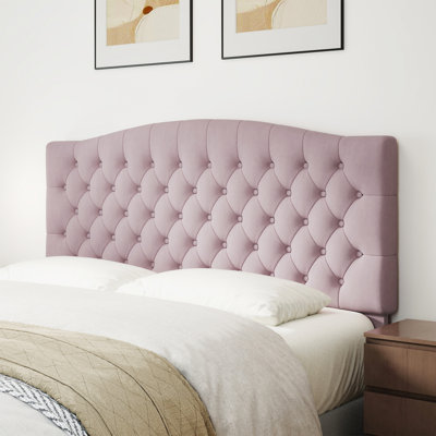 Queen/Full Size Upholstered Headboard, Wall Mountable & Height Adjustable with Solid Wood Legs by Mercer41