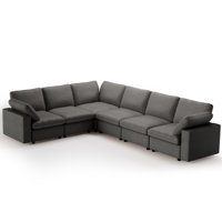 130" L-Shaped Sectional Sofa, 6-Seater Modular Couch With Pu Upholstery Sofa by Latitude Run