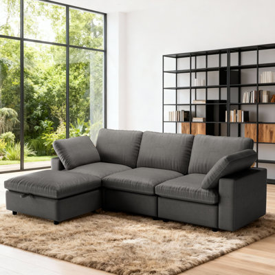 100" Pu L Shaped Sectional Couch ,Modern Modular Sofa With Deep Seat,Couches For Living Room Bedroom by Latitude Run