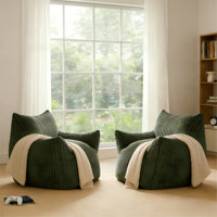 Set of 2 Oversized Corduroy Foam Bean Bag Chair by Trule