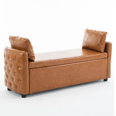 Storage Bench For Bedroom, 60" End of Bed Bench For King Size Bed, Tufted Bench Modern Upholstered Long Ottoman Bench With Arm by Mercer41