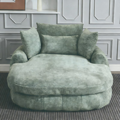 Oversized Chaise Lounge Chair – Deep Seat Chenille Cloud-Like Reading Chair for Living Room & Bedroom by East Urban Home