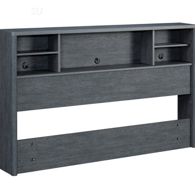 Full/Queen Bookcase Headboard With Adjustable Shelves And Multifunctional Storage For Organized Bedrooms