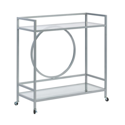 Wood Contemporary Bar Cart With 2 Glass Shelves by Trent Austin Design