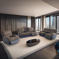 Oslo Blackish Technical Fabric 3-Piece Power Reclining Sofa Set With USB, Wireless Charging & LED Light by Latitude Run
