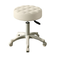 Rolling Stool with Wheels Faux Leather Soft Cushion Height Adjustable 360-Degree Swivel Armless Backless Drafting Work SPA Salon Bar Cafe Home Office by Latitude Run