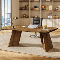 63-inch Solid Wood Executive Desk, Farmhouse Office Computer Desk by 17 Stories