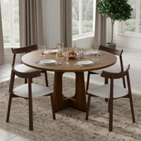 Modern Farmhouse Round Dining Set with Mid-century Curved Backrest Chair Set by Ebern Designs