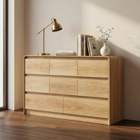 Modern 8-Drawer Bedroom Dressing Table, 55-inch Wide Vanity Cabinet & Storage Unit, Curved Profile Design, Mid-Century Style Wooden Storage Dressing C by Ebern Designs