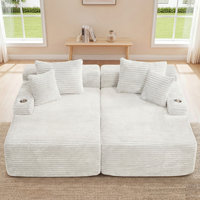 85" Wide Oversized Double Chaige Lounge Sofa Indoor, Upholstered Corduroy Sleeper Sofa Couch, No Assembly Needed by Latitude Run