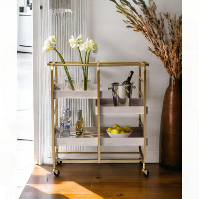 Practical Serving Cart with Multiple Open Compartments and Adjustable Trays by Trent Austin Design