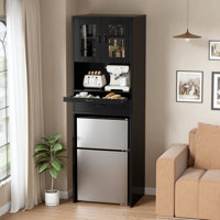 Coffee Bar With Mini Fridge Space And Microwave Shelf by Latitude Run