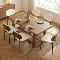 Mid-Century Modern Dining Chairs Set Of 6 - Premium Walnut Bentwood With Ergonomic PU Leather Upholstery by Mercer41