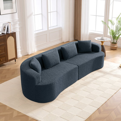 112" Teddy Curved Loveseat Sofa with Pillows, Extended Length by Latitude Run