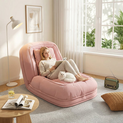 Upholstered Bean Bag Chair for Adults, Foldable Lazy Sofa Bed with 5 Adjustable Positions, Perfect for Bedroom, Living Room, Reading Corner