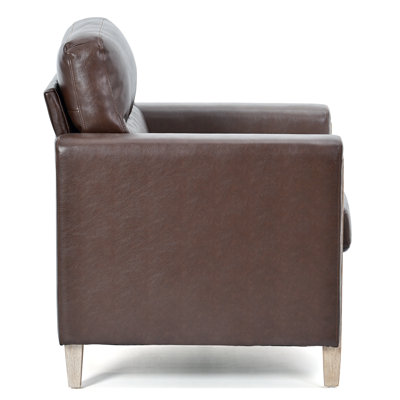 Modern Accent Sofa with PU Upholstery and Solid Wood Legs