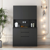 74" Freestanding Kitchen Pantry Cabinet Cupboard With 6 Doors,3 Shelves And 2 Drawer,Versatile Wardrobe & Kitchen Cabinet,Craft Storage Cabinet,Laundr by Wrought Studio