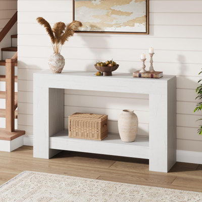 47" Farmhouse Console Table with 2-Tier Storage Shelf, Entryway Accent Table, Long Sofa Table for Living Room or Hallway by August Grove
