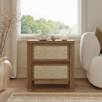 Retro Minimalism 2-drawer Nightstand With Charging Station