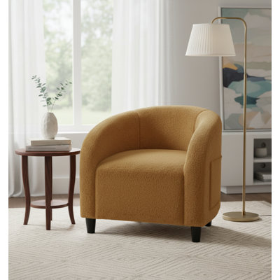 Boucle Fabric Barrel Chairs, With Soft Cushion by Ebern Designs