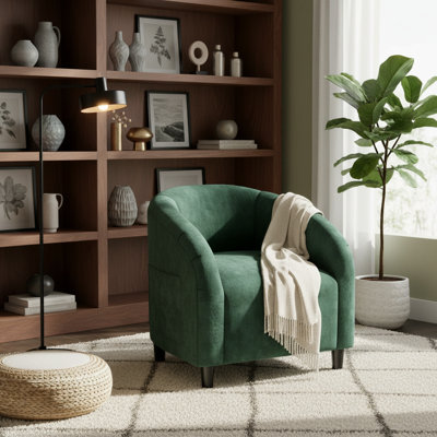 Boucle Fabric Barrel Chairs, With Soft Cushion by Ebern Designs