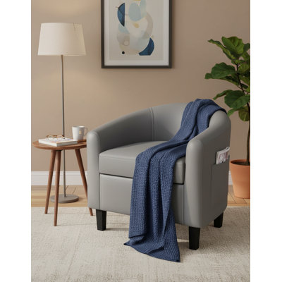 PU Leather Barrel Accent Chair, With Soft Cushion by Ebern Designs