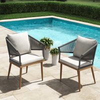 Outdoor Dining Chair Of 2, Woven Wicker Dining Armchairs With Cushions (set Of 2) by Orren Ellis