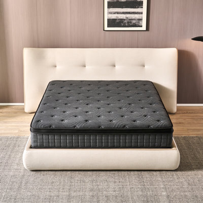 Queen Mattress, 12 Inch Hybrid Mattresses Black With Gel Memory Foam And Individually Pocket Innerspring Euro Top Medium Firm For Motion Isolation, Ed