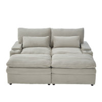 Loveseat Sofa 70.9" Free-Combined Sectional Convertible Sofa Bed With Storage Space, Two Movable Ottomans, Four USB Ports And Two Cup Holders For Livi