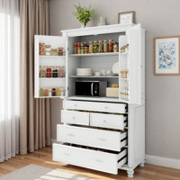 Freestanding Kitchen Pantry With 6 Door Shelves, 2 Adjustable Shelves And 5 Drawers by Lark Manor