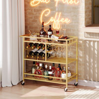 3-tier Serving Cart Bar Cart With Wheels And Handle by Mercer41