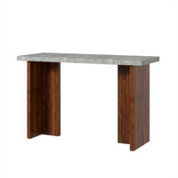 55" Bar Table for 4-6 People with Faux Marble Top, Modern Rectangular Counter-Height Pub Table by Latitude Run