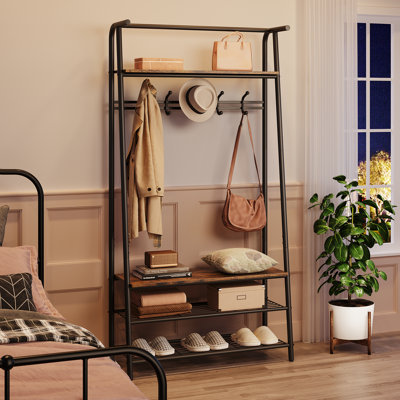 3-in-1 Hall Tree with Bench and Shoe Storage - Frame Coat Rack with 5 Hooks and Clothes for Hallway or Entry Area. by Trent Austin Design
