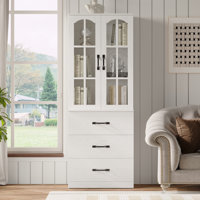 71" H X 23.6" W Kitchen Pantry With Bookcases, Glass Door Kitchen Hutch by Ebern Designs